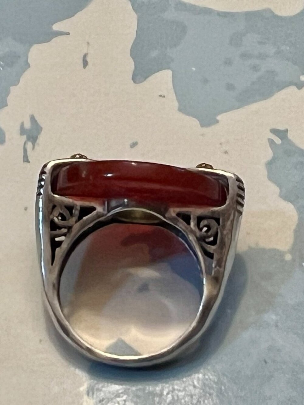 Silpada .925 Sterling Silver, Brass Regal Carved Carnelian Ring - Picture 4 of 5